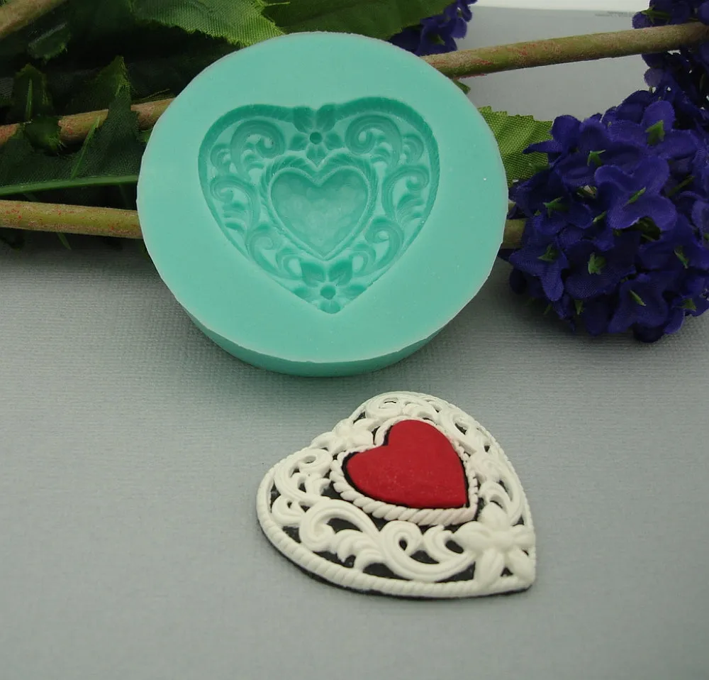 Silicon Mold Big Heart Jewelry Making Resin Polymer Clay