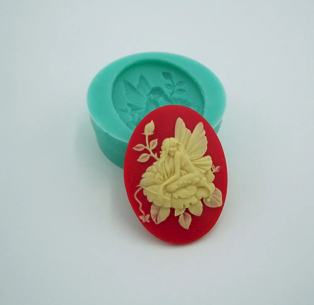 Silicone Mold   Fairy on Flower for Crafts, Jewelry, Resin,  Polymer Clay.