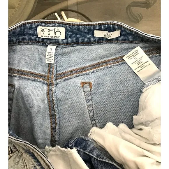 SOFIA VERGARA WOMENS LILA CUT OFF DENIM SHORTS SIZE 12