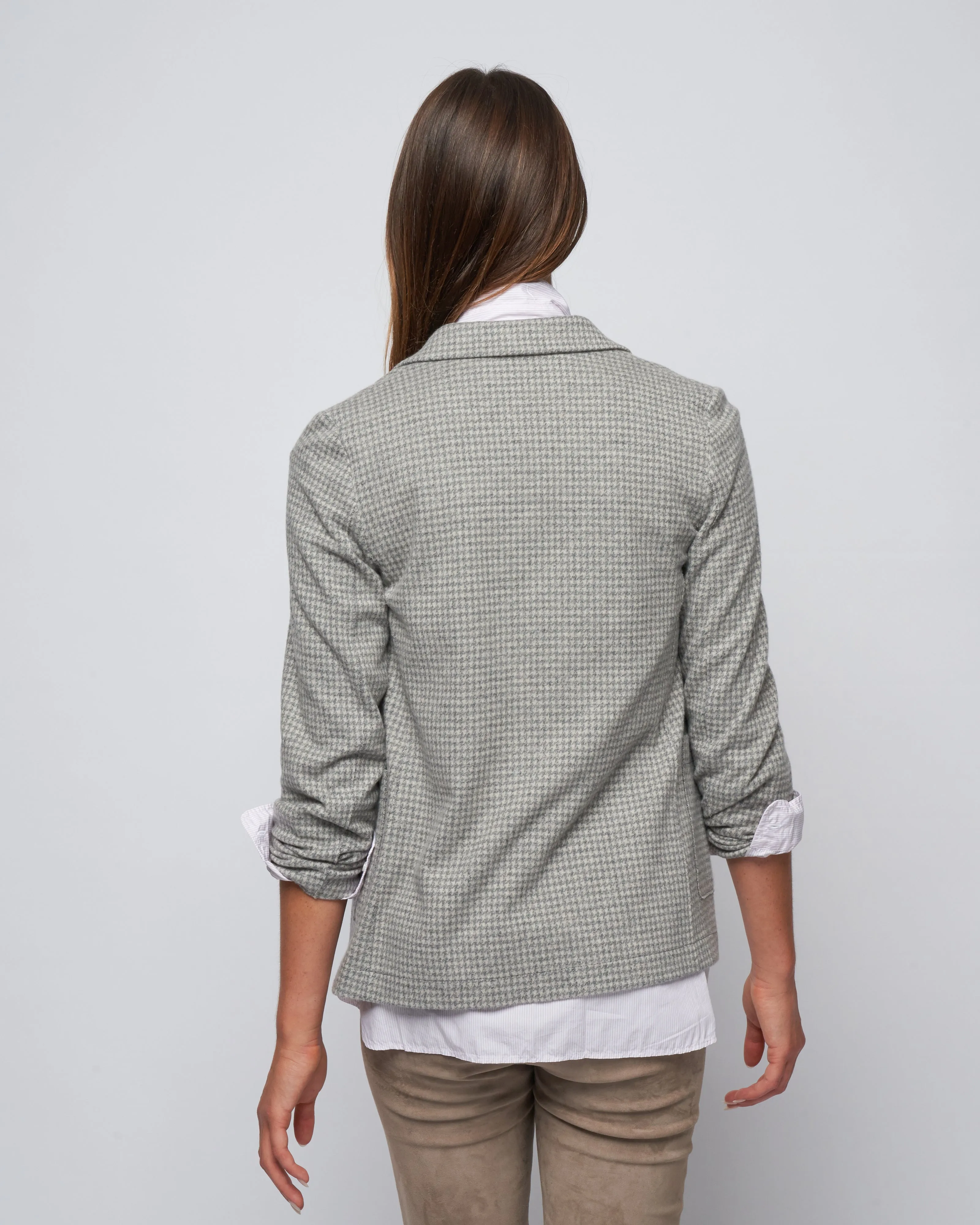 stand up collar moleskin blazer - grey