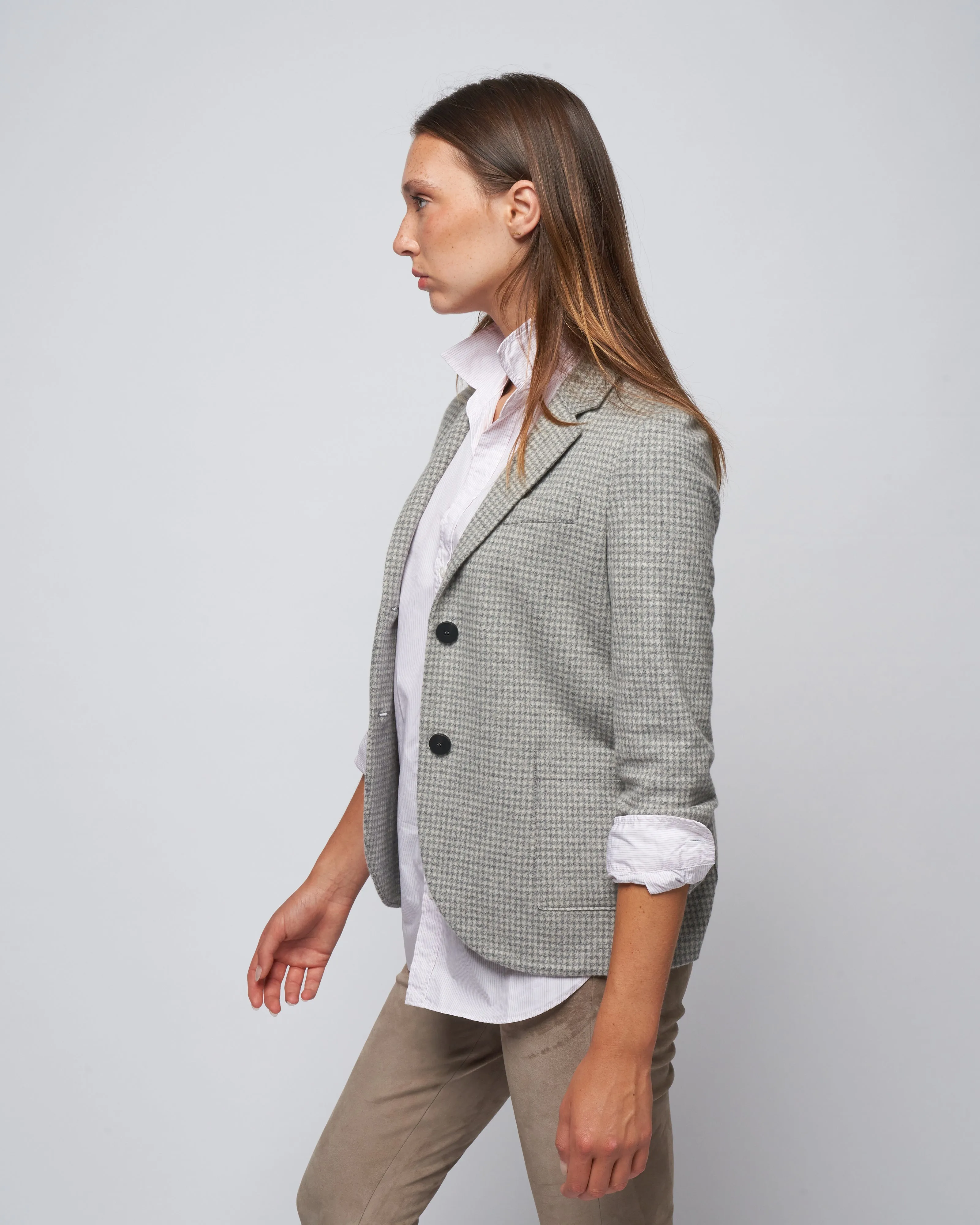 stand up collar moleskin blazer - grey