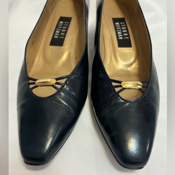 Stuart Weitzman Black Gold Detail Heel Pumps Women’s Size 8.5