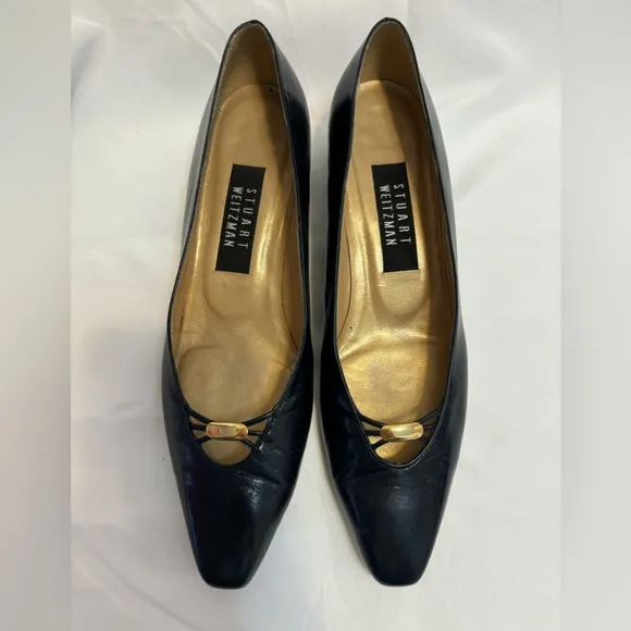Stuart Weitzman Black Gold Detail Heel Pumps Women’s Size 8.5