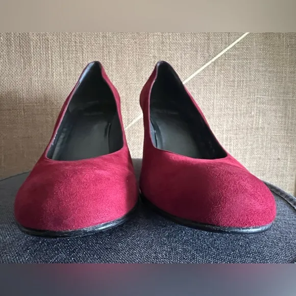 Stuart Weitzman Red Suede Wedge Pumps, Size 10.5 M