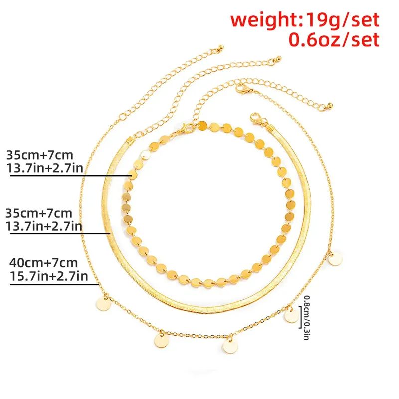 Stylish 3pcs/Set Sequin Pendant Choker Necklaces