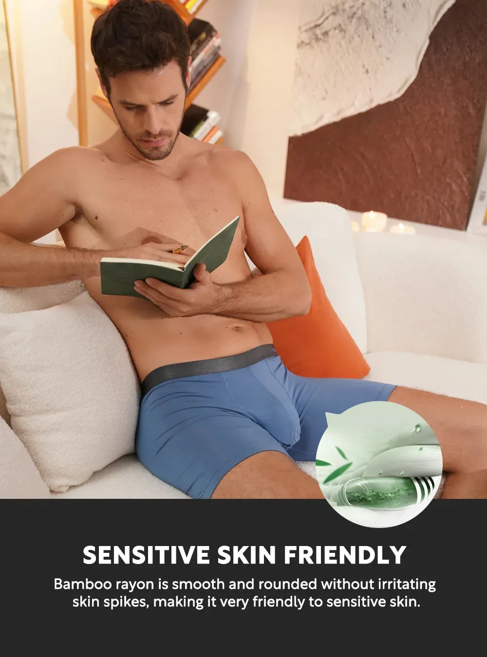 Stylish Classic Bamboo Rayon Boxer Briefs 6 Pack