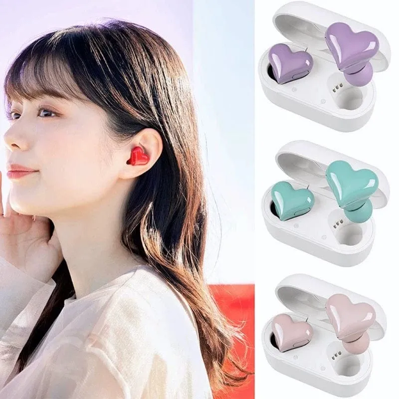 Stylish Heart Shaped Wireless Bluetooth Earphones