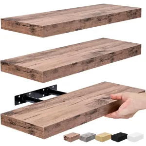 Stylish Mahogany Floating Shelves with Concealed Mounting
