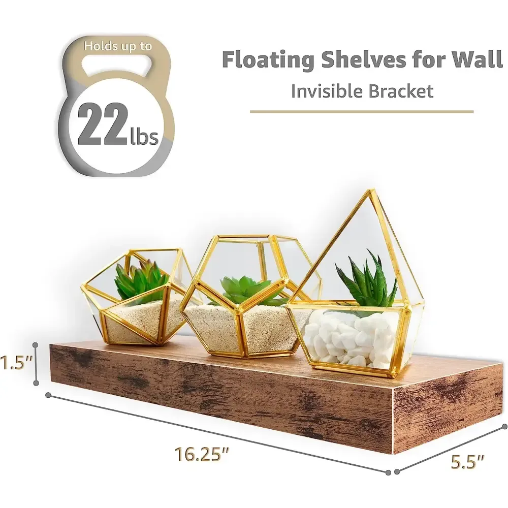 Stylish Mahogany Floating Shelves with Concealed Mounting