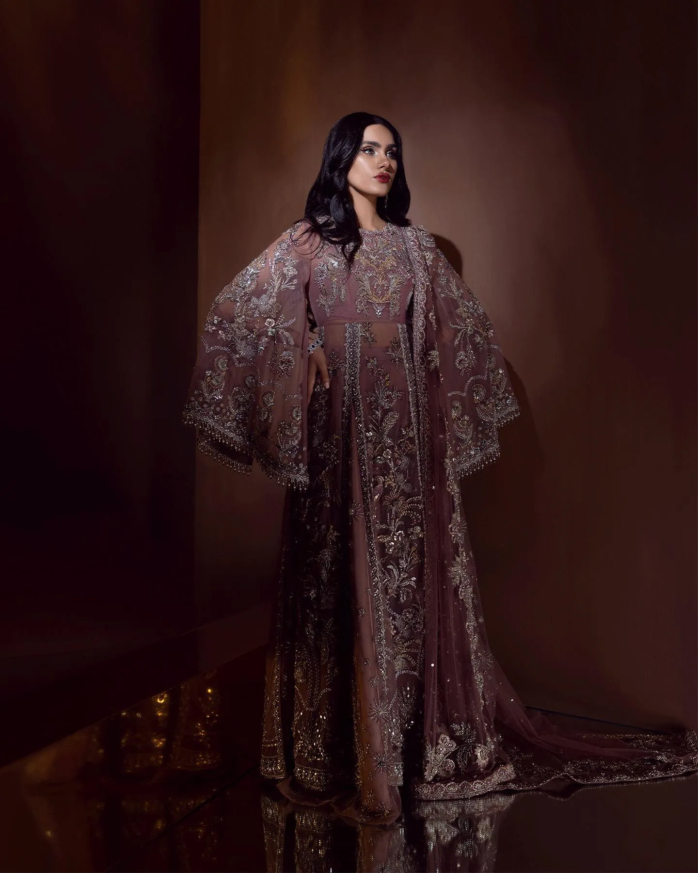 Stylish Pakistani Gown with Sharara and Dupatta Dress