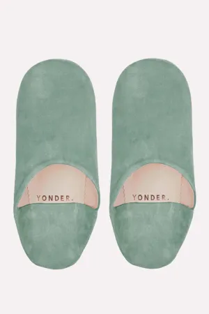 Suede Babouche Slippers Sage