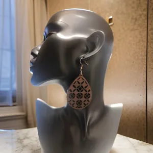 Tear Drop Wooden Hoop Earrings