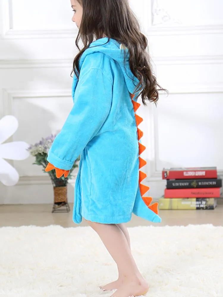 Turquoise Blue Dinosaur Hooded Dressing Gown with Spikes & Tail