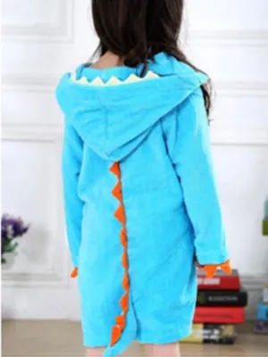 Turquoise Blue Dinosaur Hooded Dressing Gown with Spikes & Tail