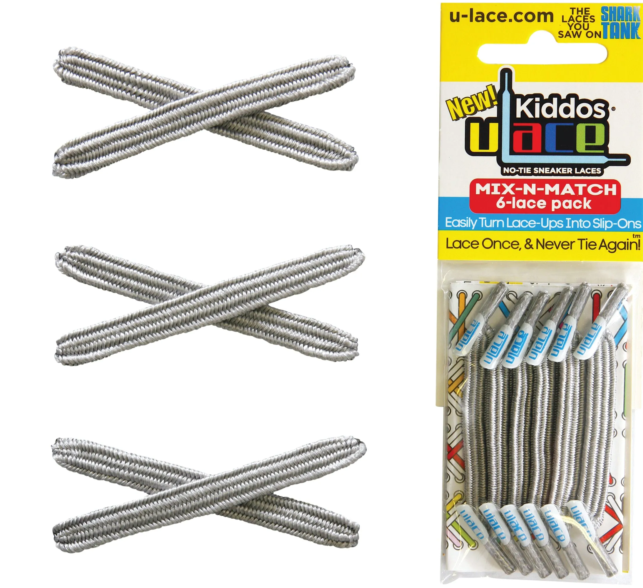 uLace Kiddos No-Tie Sneaker Laces - Sparkly Silver
