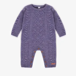 Une-pièce mauve de maille en polyester recyclé, naissance || Purple knitted one-piece in recycled polyester, newborn