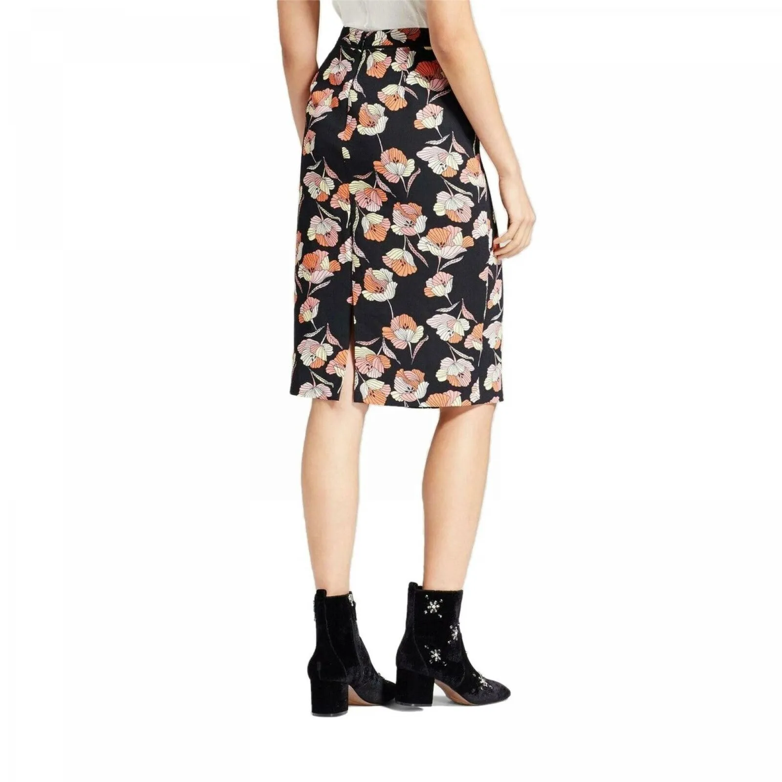 Who What Wear Women's Floral Pencil Skirt Black Multi 8
