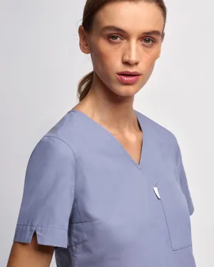 Women's V-neck Office Scrub Top | Woven Stretch