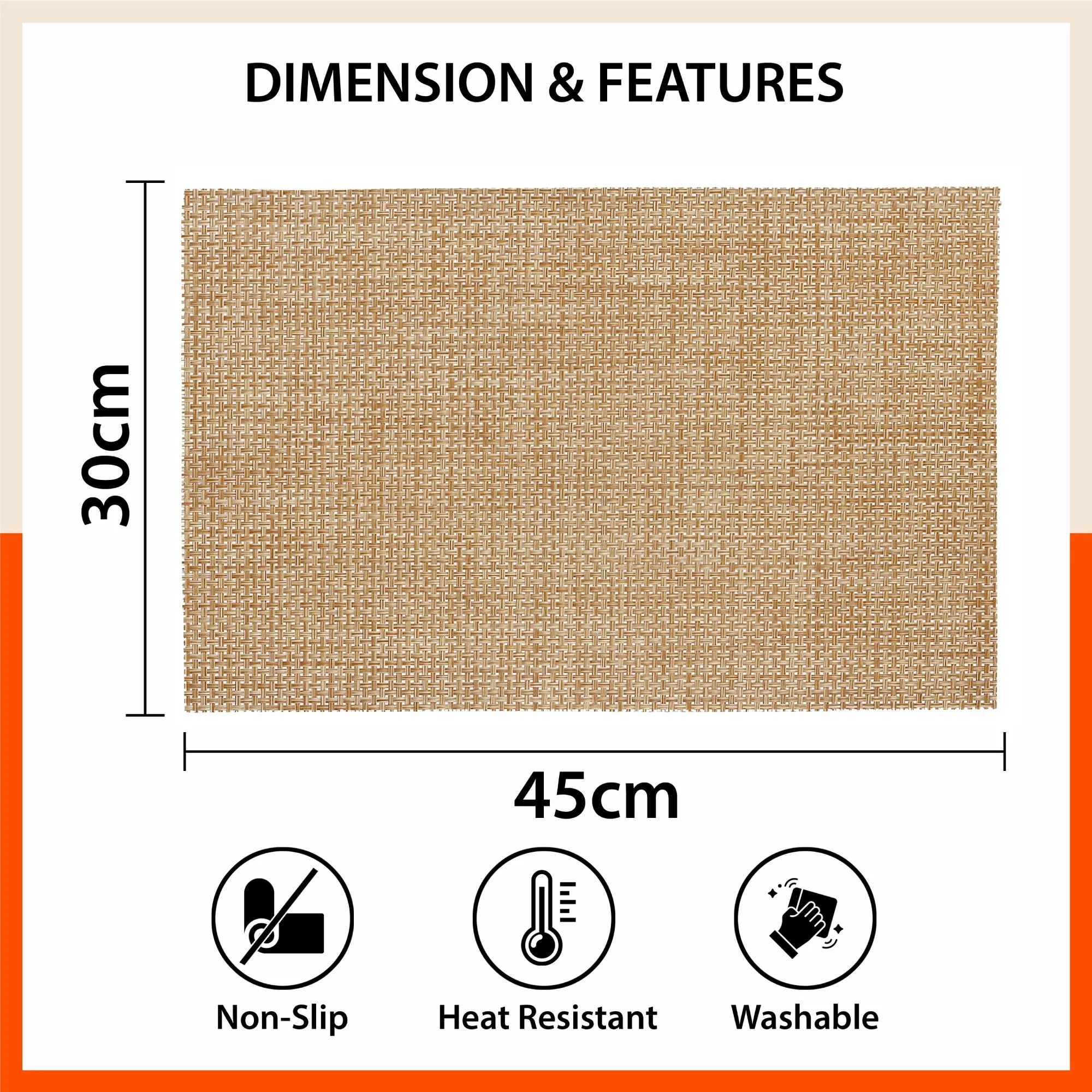 Woven PVC Table Mats / Placemats for Dining Table at Home (Ergo - Set of 6)