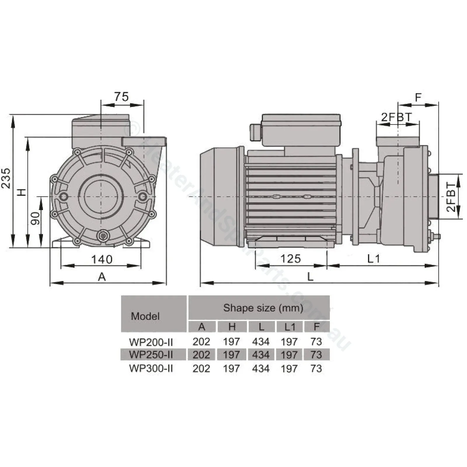 WP300-II Pro Series 3.0HP - LX Whirlpool - Two-speed Jet Booster Pump
