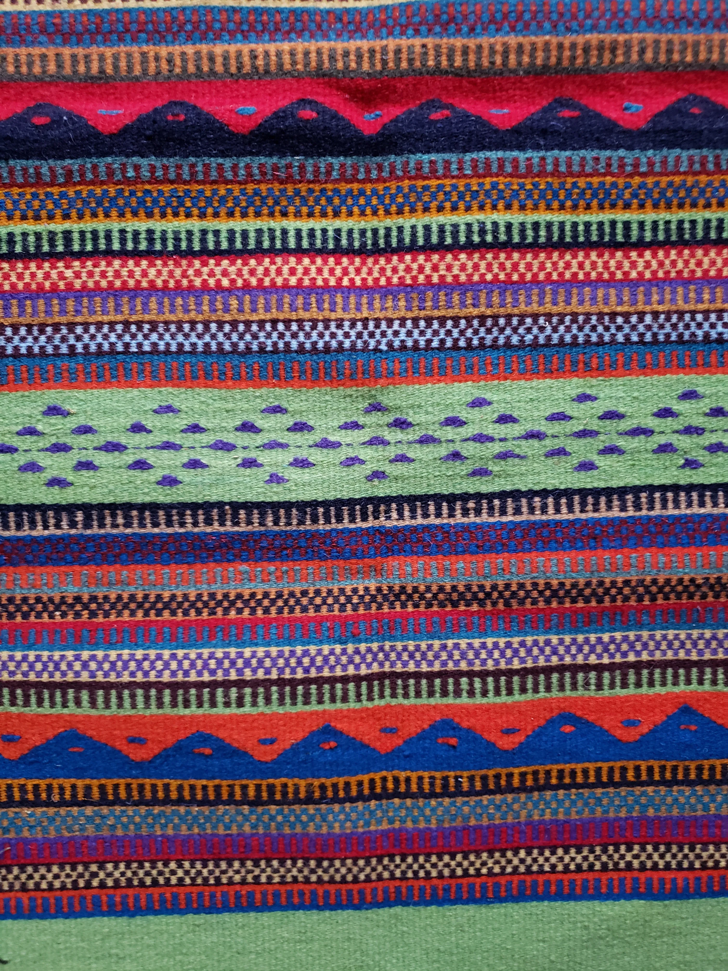 Zapotec Oaxacan Hand Woven Geometric Floor Mat Rug Reversible