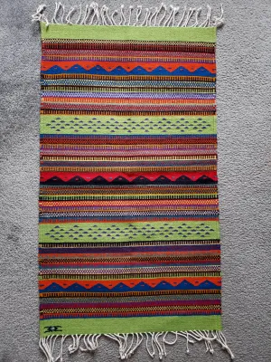Zapotec Oaxacan Hand Woven Geometric Floor Mat Rug Reversible