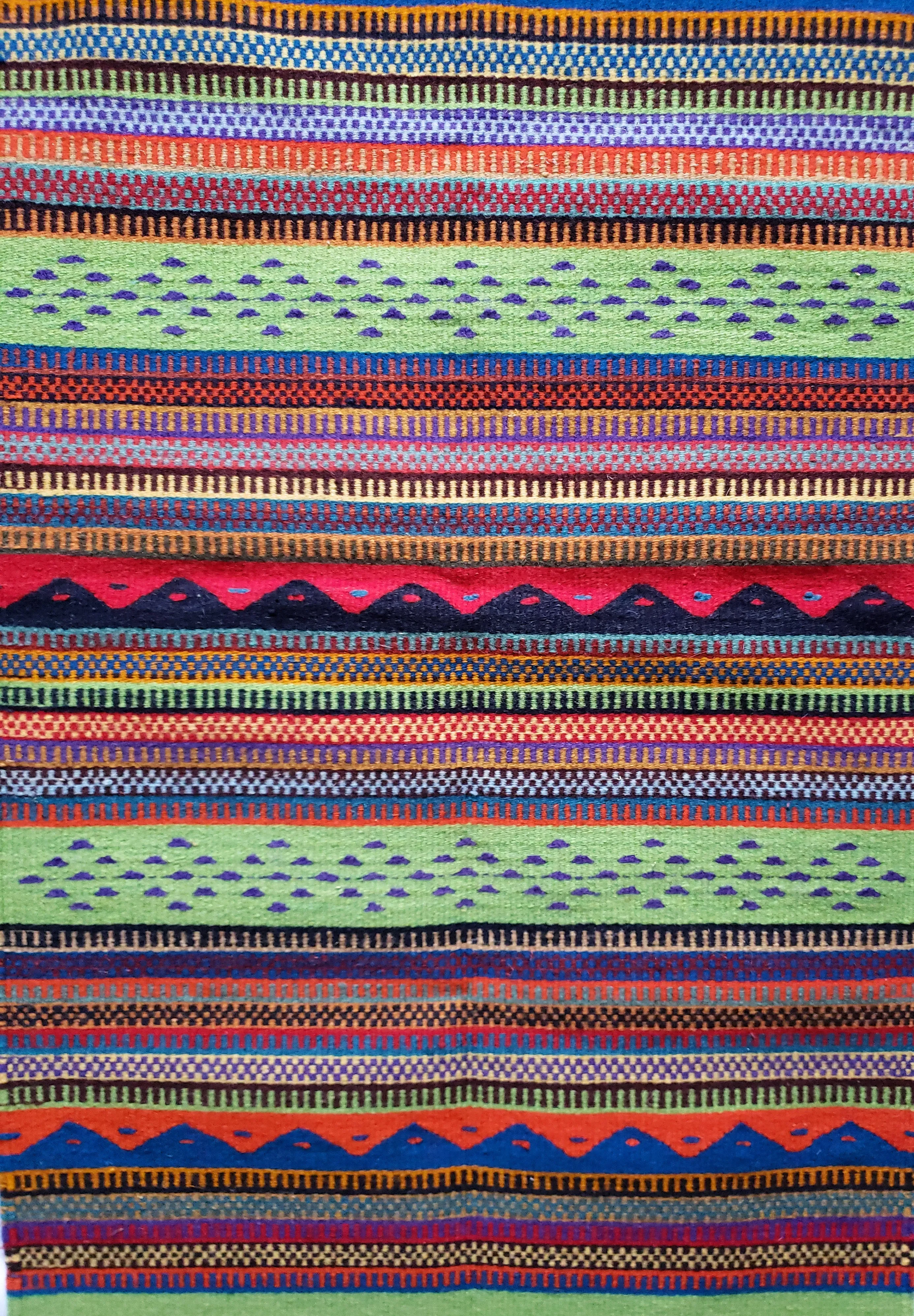 Zapotec Oaxacan Hand Woven Geometric Floor Mat Rug Reversible
