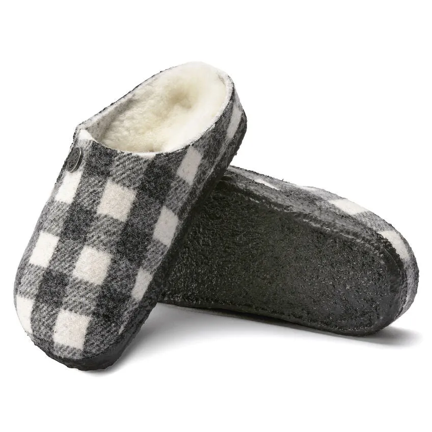 Zermatt Kids - Plaid White Wool Felt Shearling||Zermatt pour enfants - Feutre de laine et fourrure écossais blanc