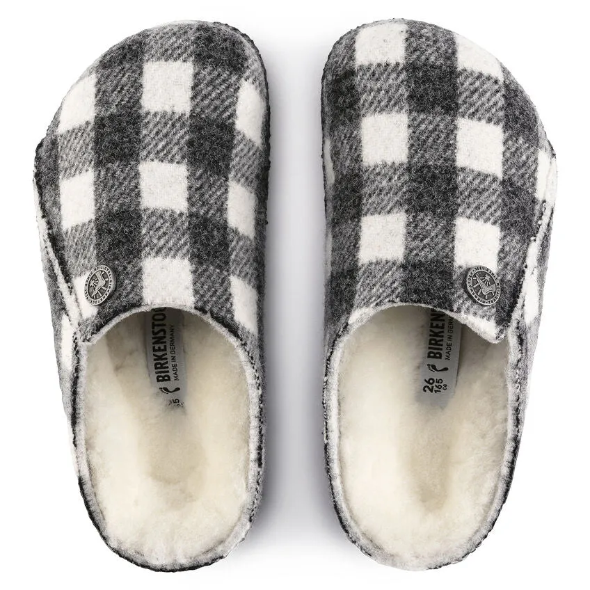 Zermatt Kids - Plaid White Wool Felt Shearling||Zermatt pour enfants - Feutre de laine et fourrure écossais blanc