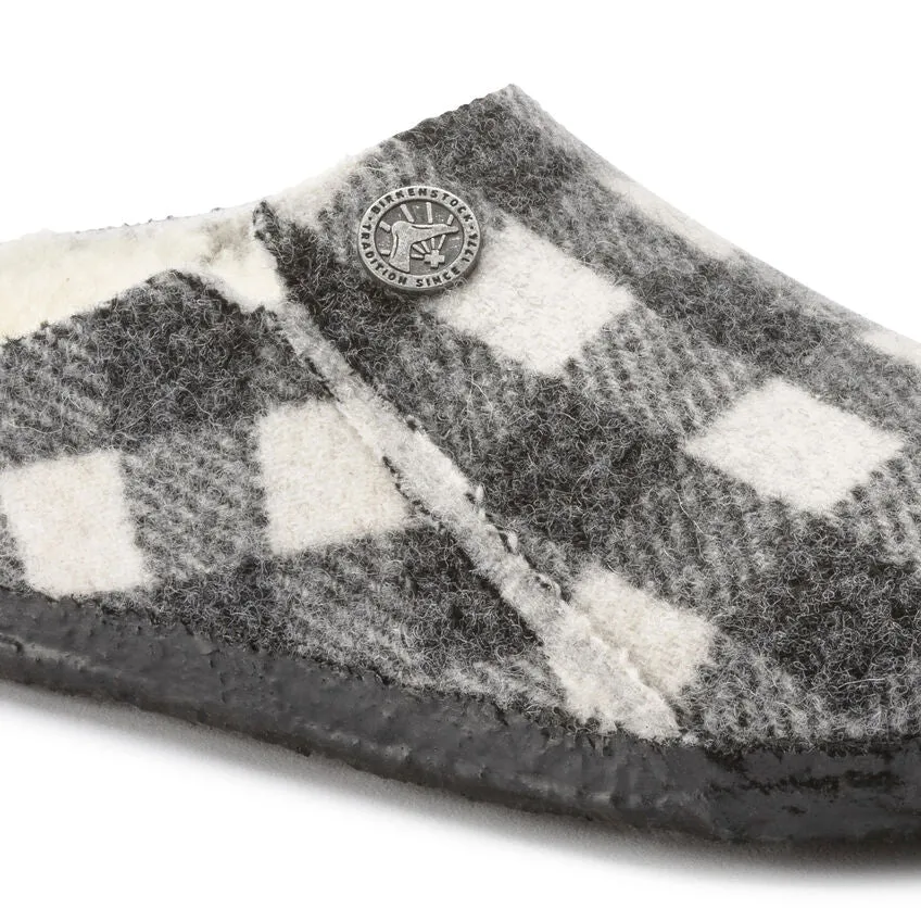 Zermatt Kids - Plaid White Wool Felt Shearling||Zermatt pour enfants - Feutre de laine et fourrure écossais blanc